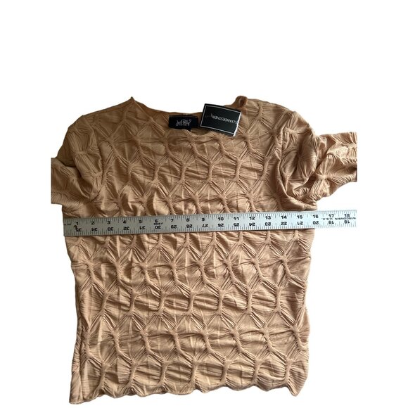 Just Polly New York Tan Textured Long Sleeve Cropped Top Medium - Picture 6 of 7